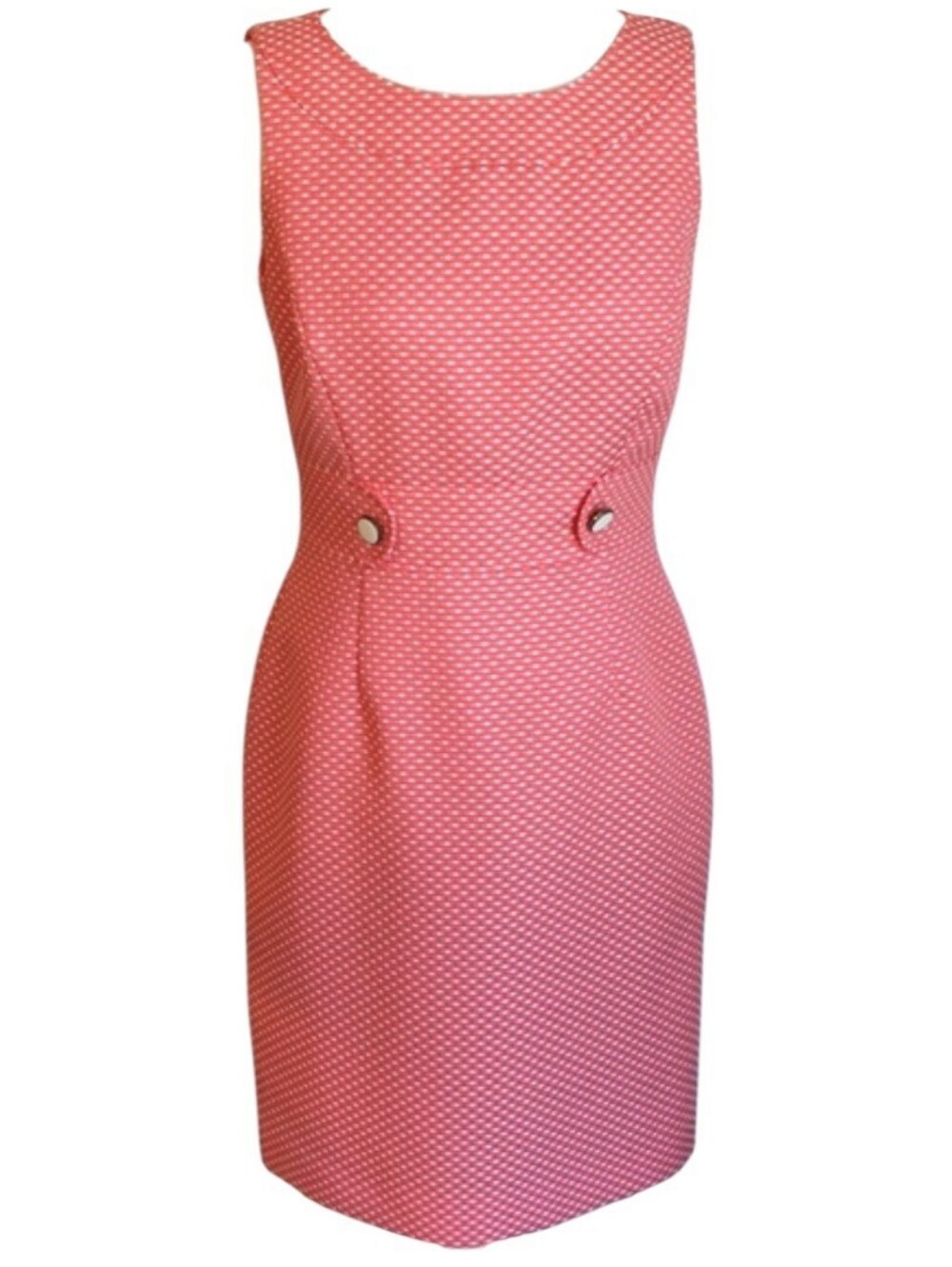 Tahari Arthur S. Levine Coral & White Textured Sheath Dress